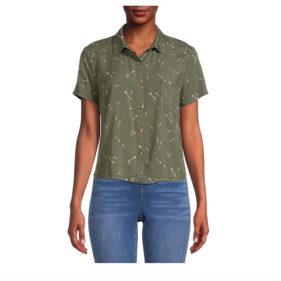 No Boundaries Junior's Button-front shirt with Short sleeve Size XS - Picture 5 of 10